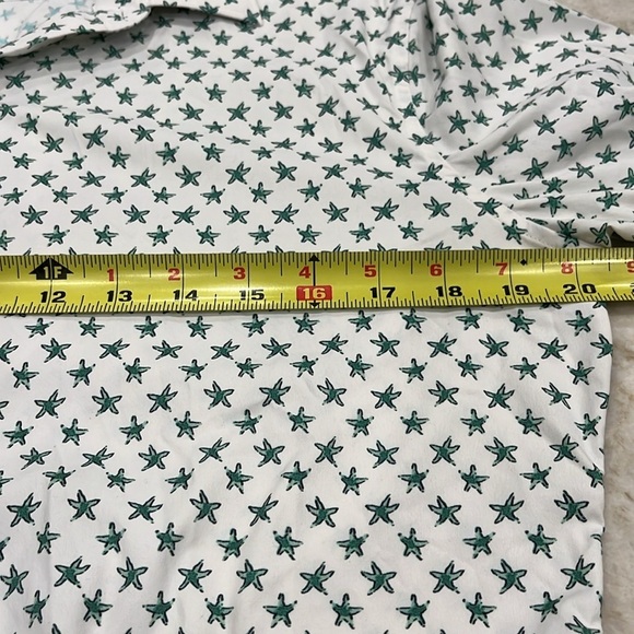 Bonobos | Tech Performance Button-Up Shirt | White‎ & Green Starfish | Medium - Picture 6 of 12